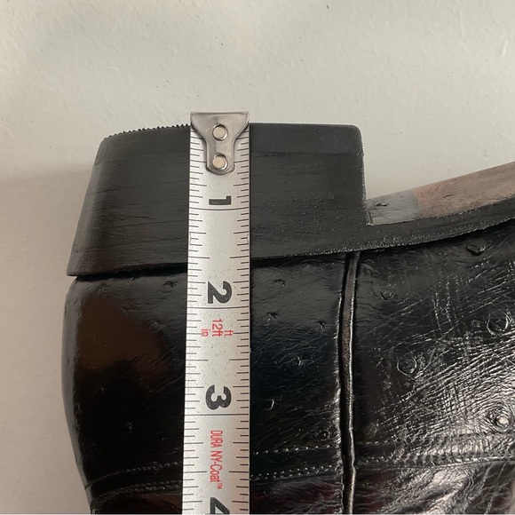 Vintage Lucchese Black Cherry Ostrich Quill Cowboy Boots 10 B Inlay New Soles - Picture 7 of 16